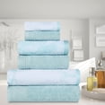thumbnail image 1 of BNM Cotton 6 Piece Assorted Solid and Marble Towel Set, Teal, 1 of 9