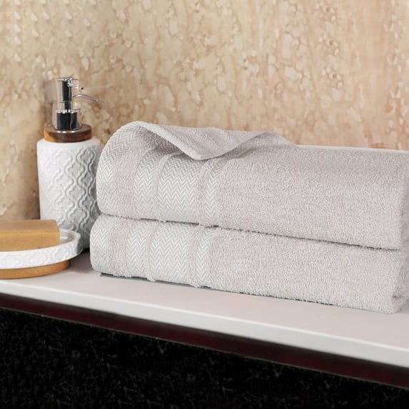 BNM Cotton Bath Sheet Set of 2, Platinum