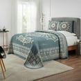 thumbnail image 1 of BNM Cotton Blend Classic Medallion Bedspread Set, Full, Cerulean Blue, 1 of 5