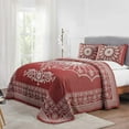 thumbnail image 1 of BNM Cotton Blend Classic Medallion Bedspread Set, King, Berry Red, 1 of 5