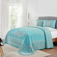thumbnail image 1 of BNM Cotton Blend Classic Medallion Bedspread Set, Twin, Aqua, 1 of 5