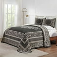 thumbnail image 1 of BNM Cotton Blend Floral Scroll Bedspread Set, Full, Charcoal, 1 of 5