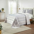 thumbnail image 1 of BNM Cotton Blend Floral Scroll Bedspread Set, King, Slate Blue, 1 of 5