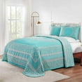 thumbnail image 1 of BNM Cotton Blend Floral Scroll Bedspread Set, Twin, Aqua, 1 of 5