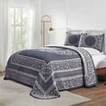 thumbnail image 1 of BNM Cotton Blend Floral Scroll Bedspread Set, Twin, Denim Blue, 1 of 5