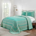 thumbnail image 1 of BNM Cotton Blend Floral Scroll Bedspread Set, Twin, Turquoise, 1 of 5