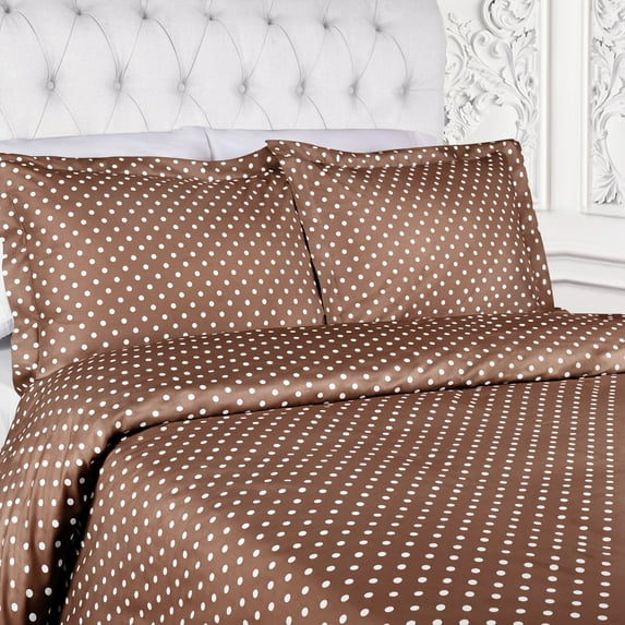 BNM Cotton Blend Polka Duvet Set, Full/ Queen, Taupe