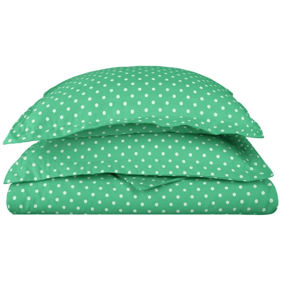 BNM Cotton Blend Polka Duvet Set, King/ California King, Sage