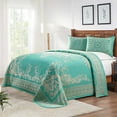 thumbnail image 1 of BNM Cotton Blend Vintage Medallion Bedspread Set, Full, Turquoise, 1 of 5