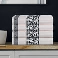 thumbnail image 1 of BNM Cotton Decorative Border 4 Piece Towel Set, Ivory-Black, 1 of 7