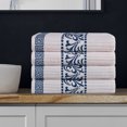 thumbnail image 1 of BNM Cotton Decorative Border 4 Piece Towel Set, Ivory-Navy, 1 of 7