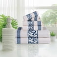 thumbnail image 1 of BNM Cotton Greek Scroll 6 Piece Towel Set, Ivory/Navy, 1 of 7