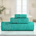 thumbnail image 1 of BNM Cotton Floral Border 3 Piece Assorted Towel Set, Turquoise, 1 of 6