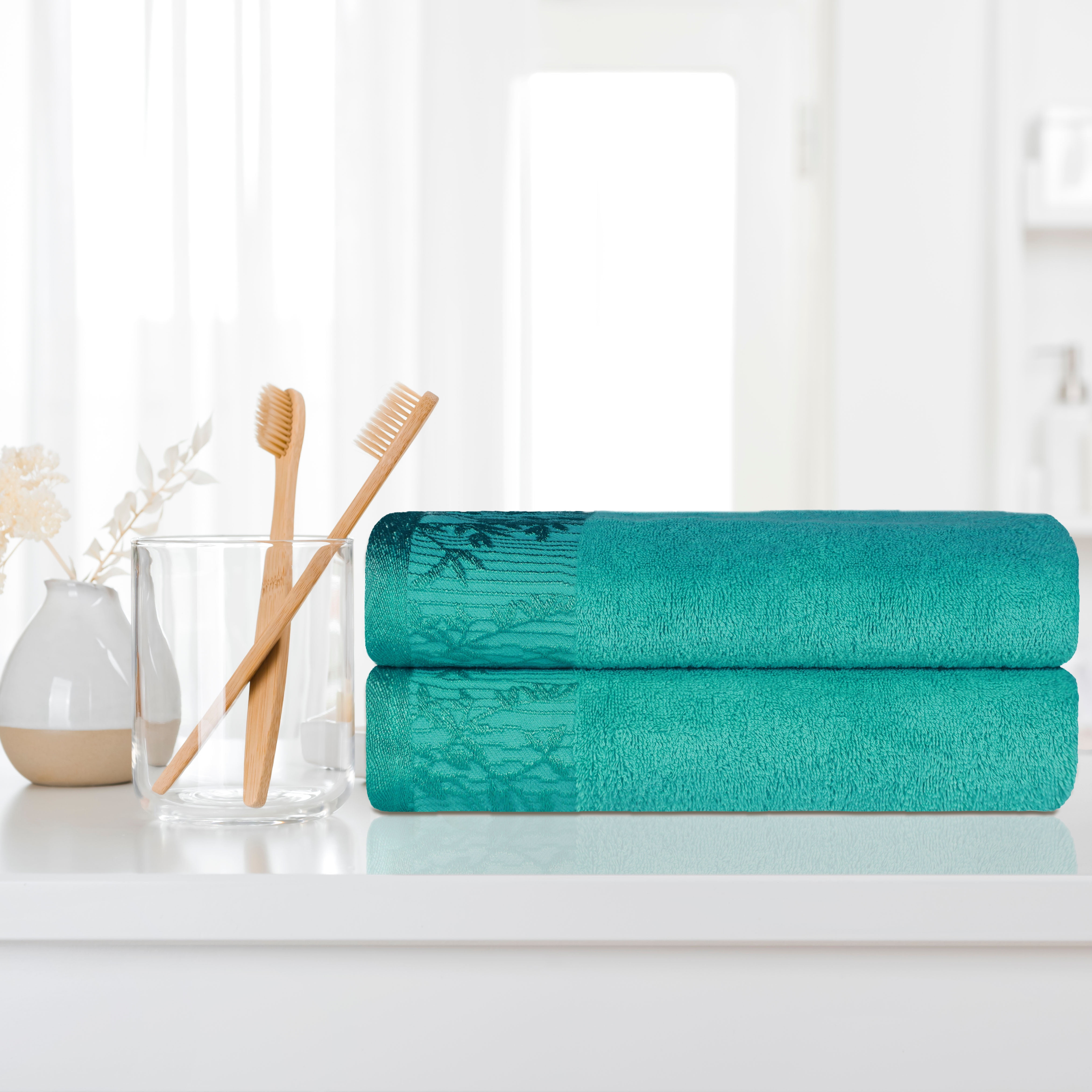 Bohemian Floral Turquoise Tea Towel