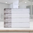 thumbnail image 1 of BNM Cotton Floral Border Bath Towel Set of 4, White, 1 of 7