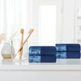 thumbnail image 1 of BNM Cotton Floral Border Hand Towel Set of 4, Navy Blue, 1 of 7
