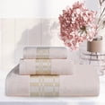 thumbnail image 1 of BNM Cotton Geometric Embroidered 3 Piece Towel Set, Ivory, 1 of 7