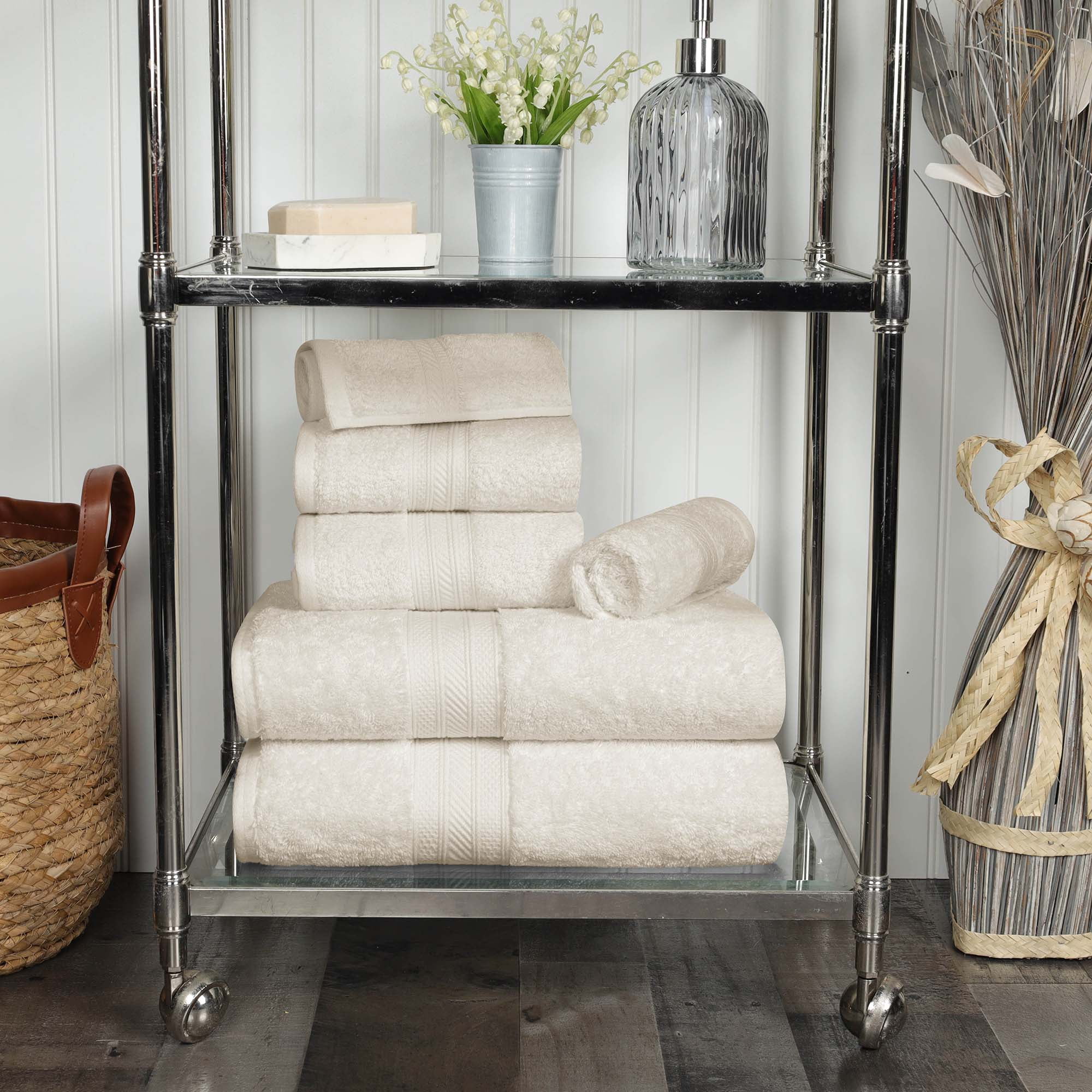 Almond Heavyweight Cotton 6-Piece Plush Towel Set