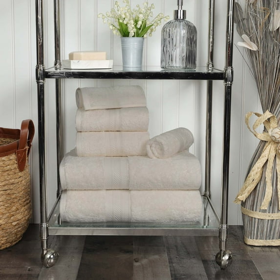 BNM Cotton Heavyweight 6 Piece Bathroom Towel Set, Ivory