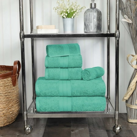BNM Cotton Heavyweight 6 Piece Bathroom Towel Set, Rivulet