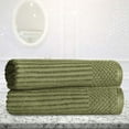 thumbnail image 1 of BNM Cotton Ribbed Checkered Bath Sheets (Set of 2), Sage, 1 of 9