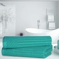 thumbnail image 1 of BNM Cotton Ribbed Checkered Bath Towels (Set of 2), Turquoise, 1 of 9