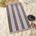 thumbnail image 1 of BNM Cotton Striped Oversized Beach Towel, 34" x 64", Taupe, 1 of 10