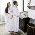 thumbnail image 1 of BNM Cotton Unisex Embroidered White Bathrobe, Large, HIS, 1 of 9