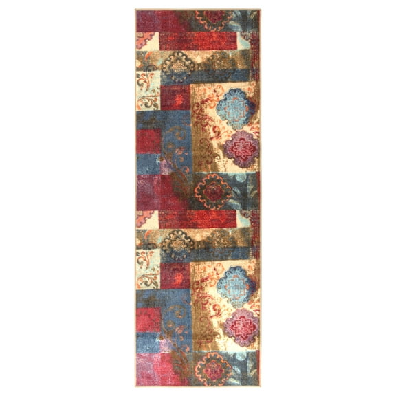 BNM Damask Color Block Indoor Area Rug, 2' 7" x 8', Brown