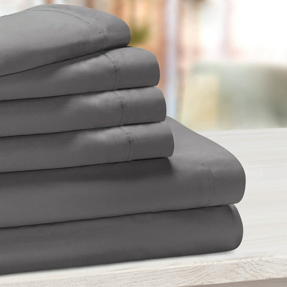 BNM Deep Pocket Cotton Blend Bed Sheet Set, King, Grey