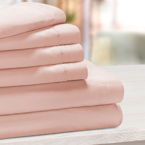 BNM Deep Pocket Cotton Blend Bed Sheet Set, Queen, Blush