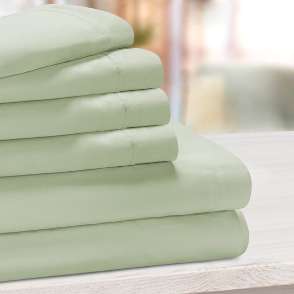 BNM Deep Pocket Cotton Blend Bed Sheet Set, Queen, Green