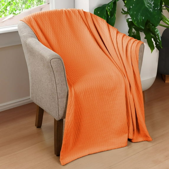 BNM Diamond Cotton Blanket, California King, Burnt Orange