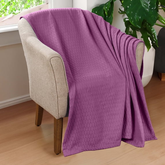 BNM Diamond Cotton Blanket, Full/ Queen, Purple