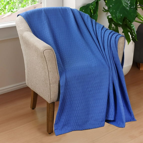 BNM Diamond Cotton Blanket, Twin, Merritt Blue
