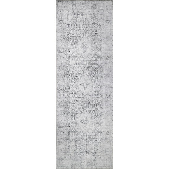 BNM Distressed Medallion Indoor Area Rug, 2'6" x 7'6", Charcoal