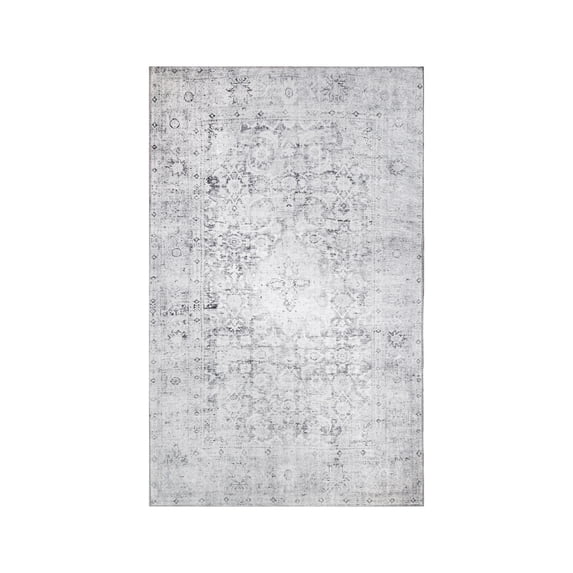 BNM Distressed Medallion Indoor Area Rug, 9' x 12', Charcoal