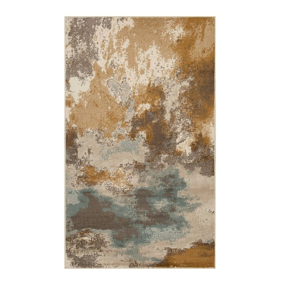 BNM Eclectic Multi-Tone Abstract Indoor Rug, 5' x 8', Camel
