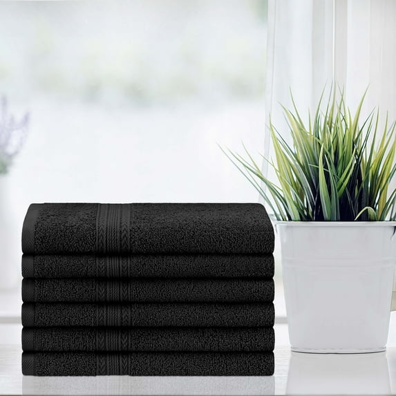 BNM Eco-Friendly Cotton Hand Towel Set of 6, Black