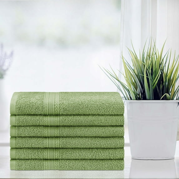 BNM Eco-Friendly Cotton Hand Towel Set of 6, Terrace Green