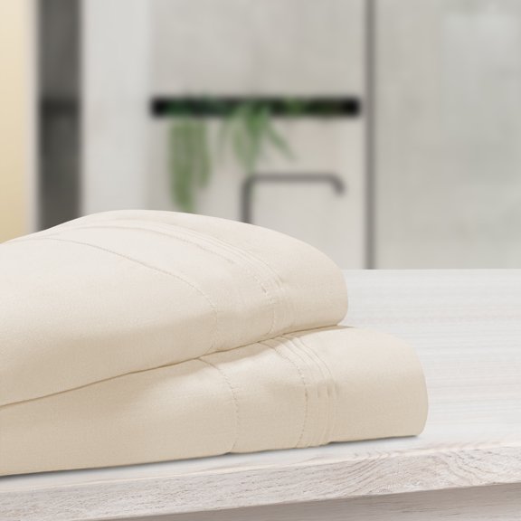 BNM Egyptian Cotton 2 Piece Pillowcase Set, Standard, Ivory