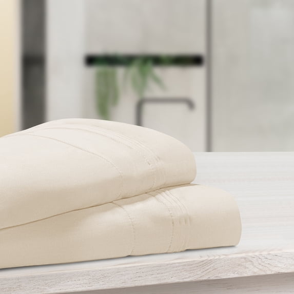 BNM Egyptian Cotton 2 Piece Pillowcase Set, Standard, Ivory