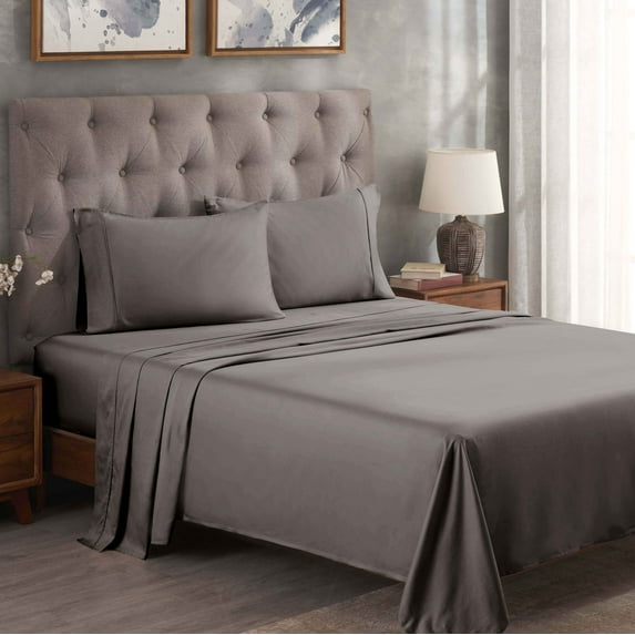 BNM Egyptian Cotton 300 Thread Count Sheet Set, Full, Gray