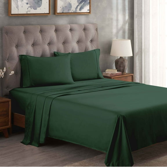 BNM Egyptian Cotton 300 Thread Count Sheet Set, Full, Hunter Green