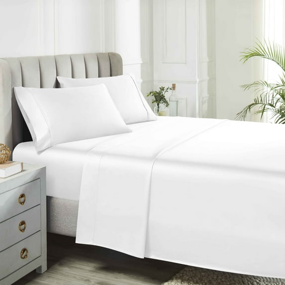 BNM Egyptian Cotton 850 Thread Count Bed Sheet Set, California King, White