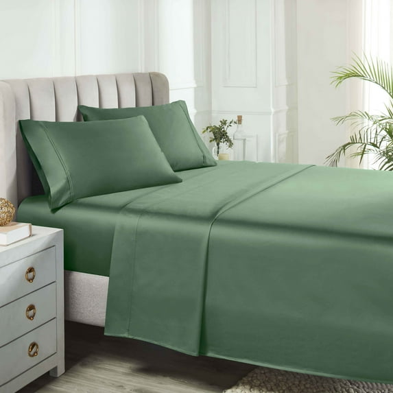 BNM Egyptian Cotton 850 Thread Count Bed Sheet Set, Full, Green