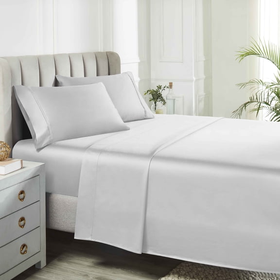 BNM Egyptian Cotton 850 Thread Count Bed Sheet Set, King, Chrome