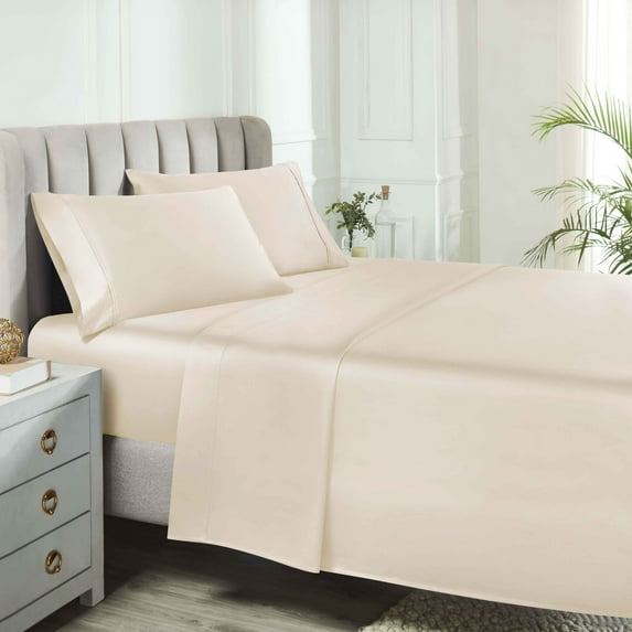 BNM Egyptian Cotton 850 Thread Count Bed Sheet Set, King, Ivory