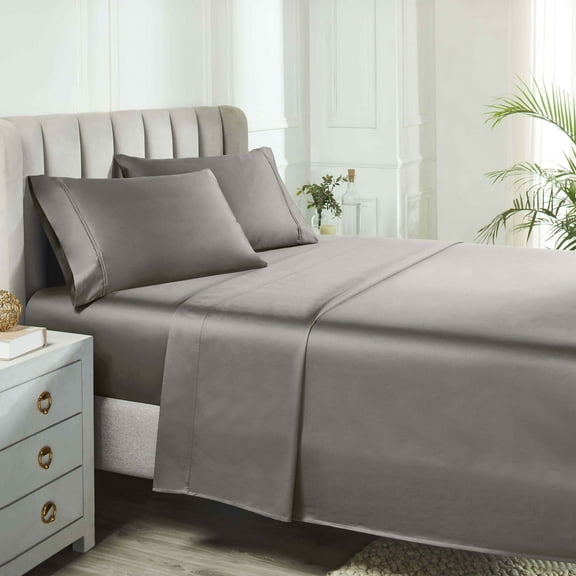 BNM Egyptian Cotton 850 Thread Count Bed Sheet Set, Twin XL, Gray