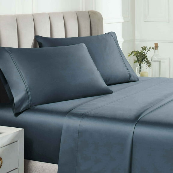 BNM Egyptian Cotton 850 Thread Count Pillowcase Set of 2, King, Dark Blue